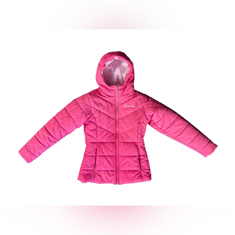 Columbia Pink Katelyn Crest Warm Puffer Jacket Hood Girls Youth Sz Medium 10/12